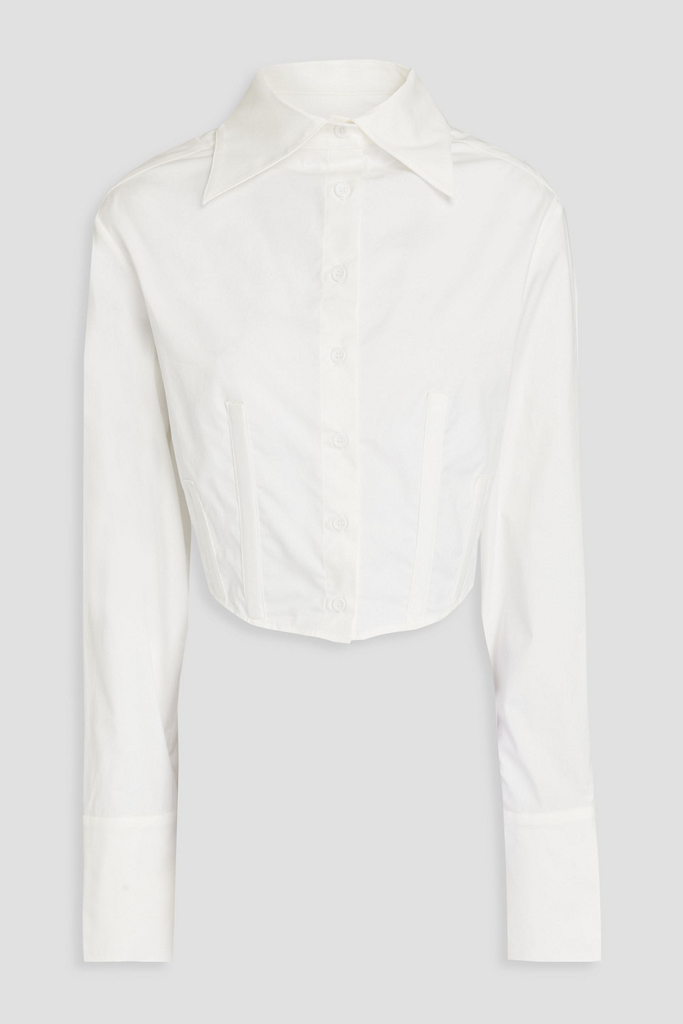 ANNA QUAN - Cropped stretch-cotton poplin shirt - White - UK 14