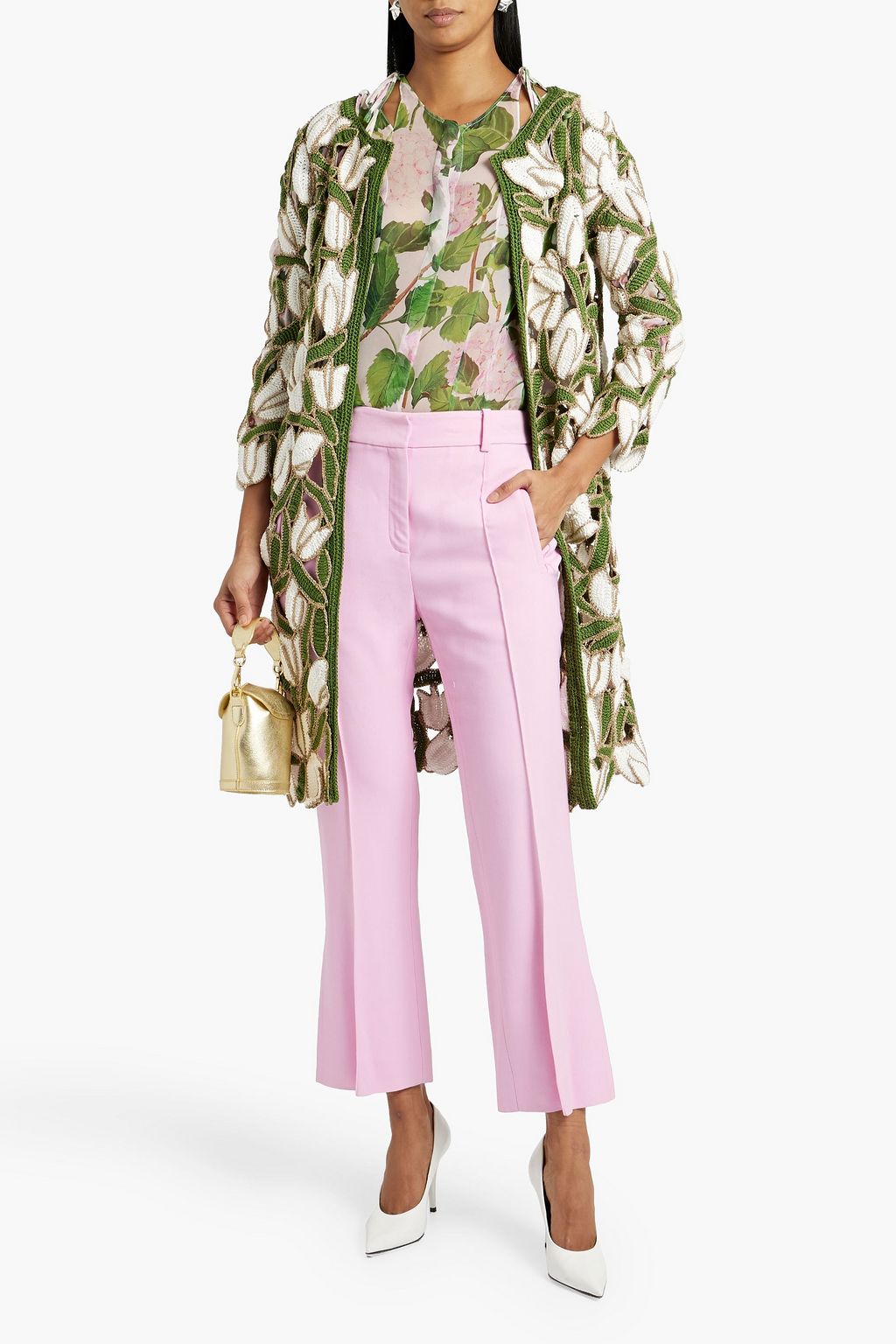 OSCAR DE LA RENTA Metallic crocheted cotton coat
