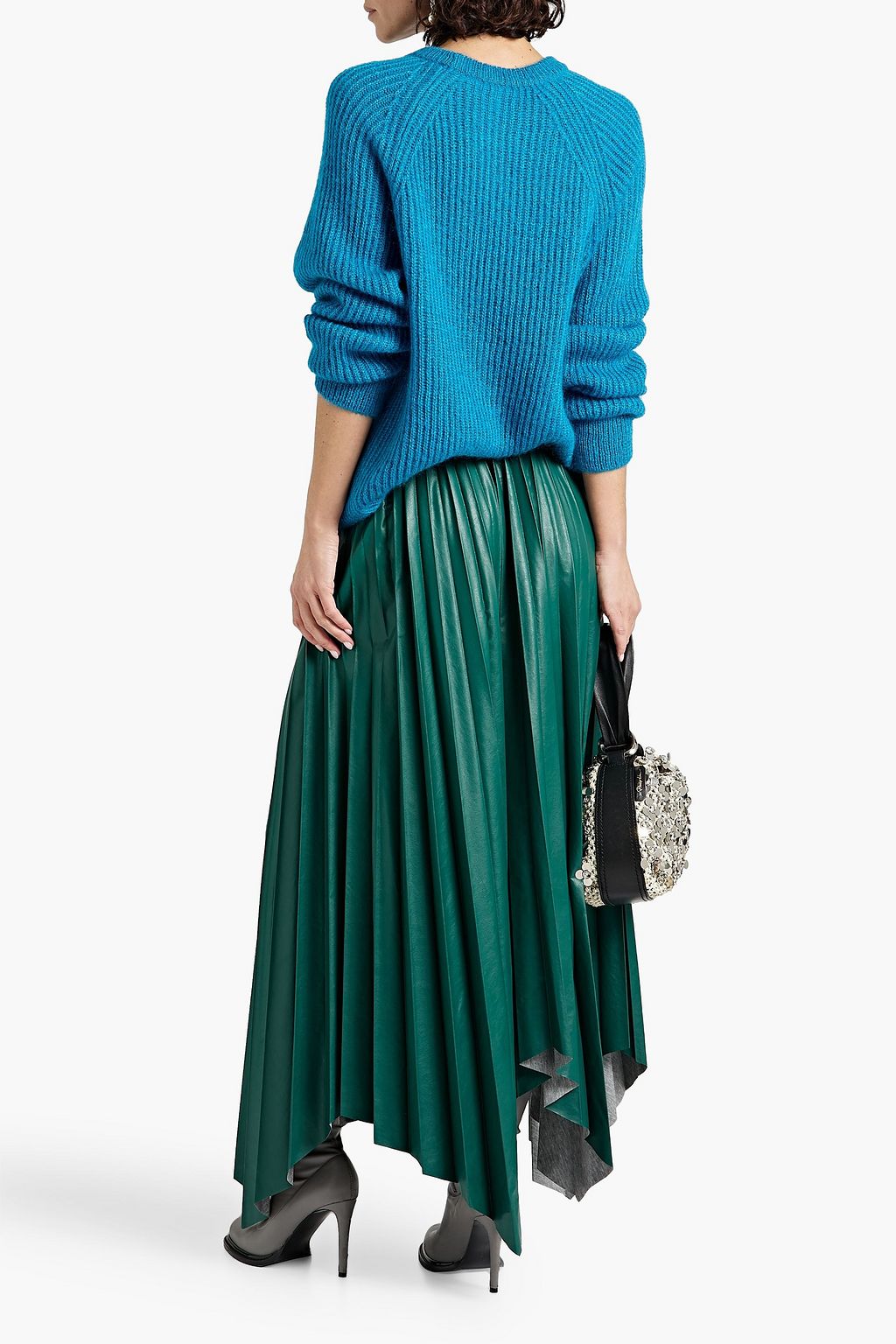 ISABEL MARANT Davis asymmetric pleated faux leather maxi skirt