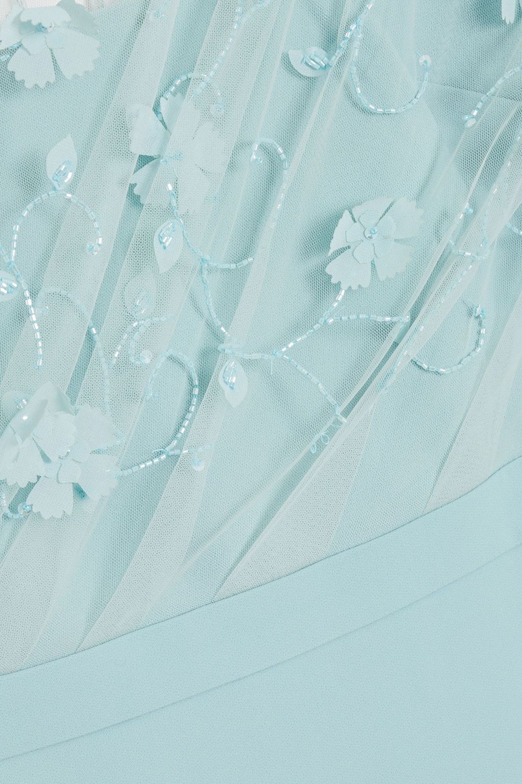 THEIA Desirae embellished tulle-paneled crepe gown