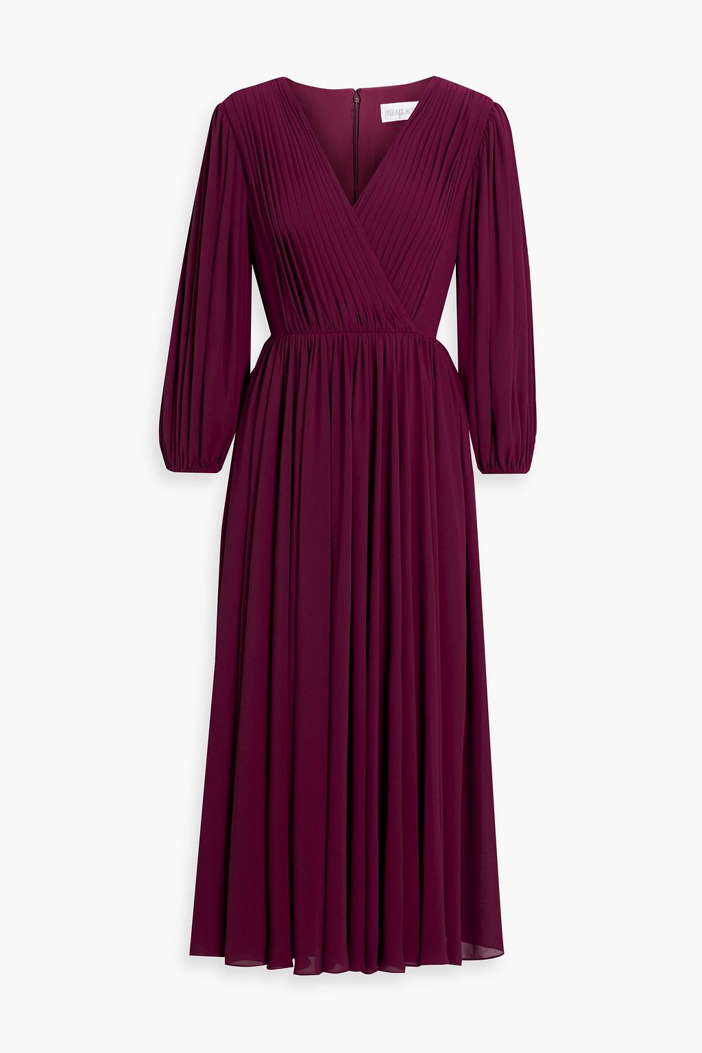 MIKAEL AGHAL Wrap-effect pintucked chiffon midi dress | THE OUTNET