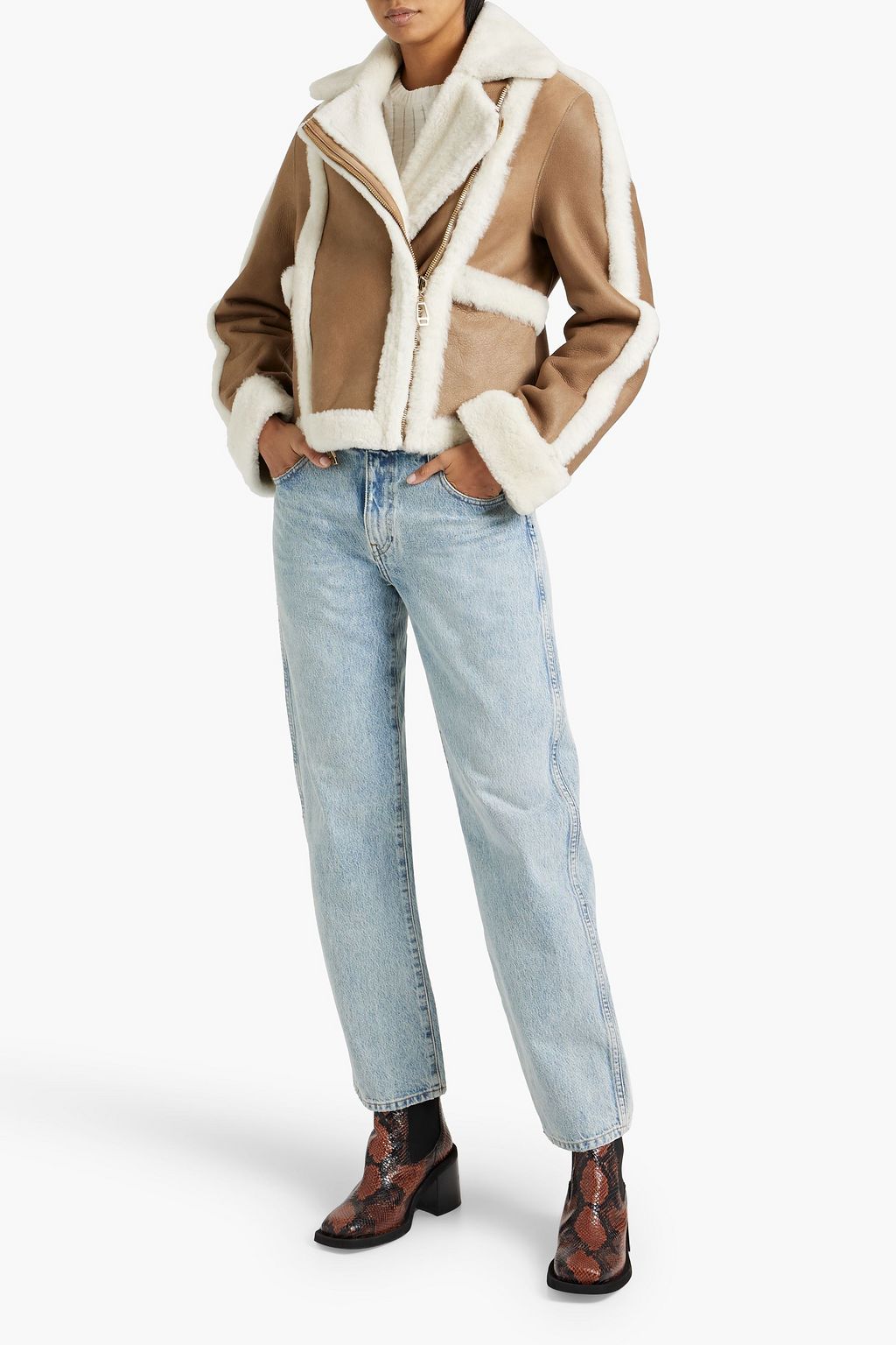 DOM GOOR Reversible shearling biker jacket