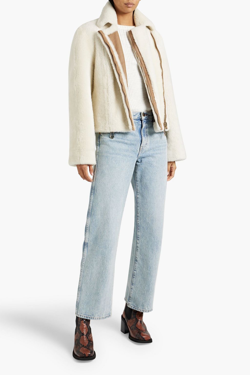 DOM GOOR Reversible shearling biker jacket
