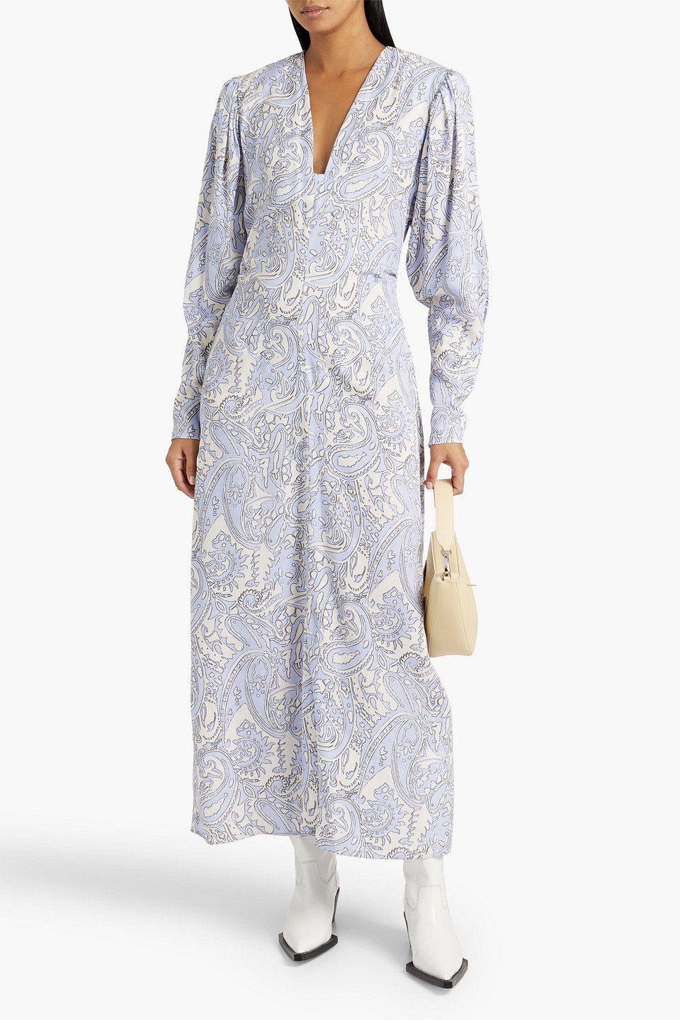 Isabel Marant Bagenia Printed Lyocell-twill Maxi Dress In Light Blue
