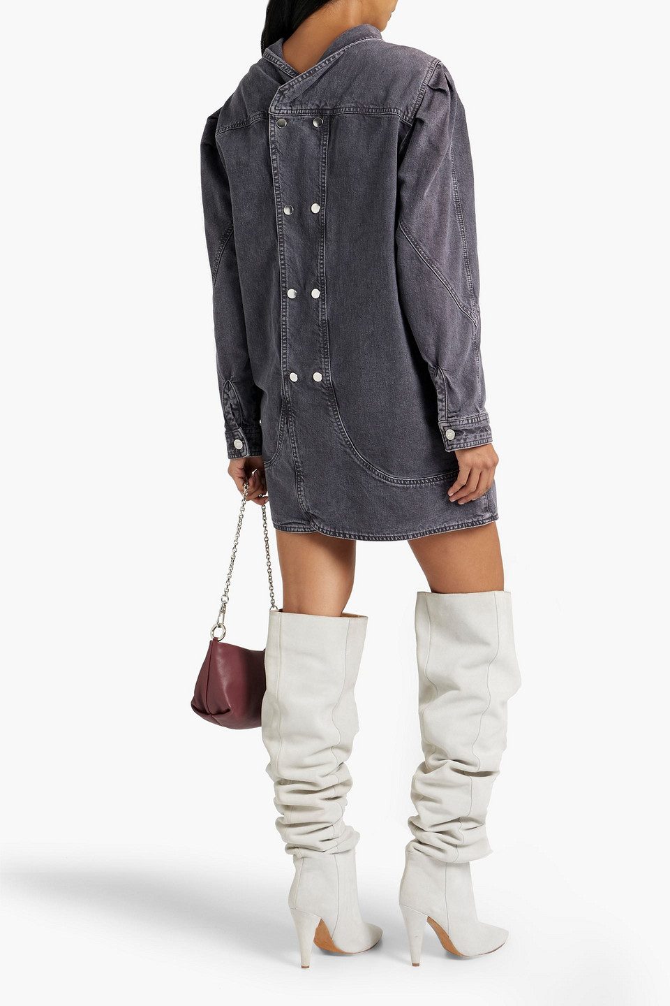 Isabel Marant Ervalia Snap-detailed Denim Mini Dress In Anthracite
