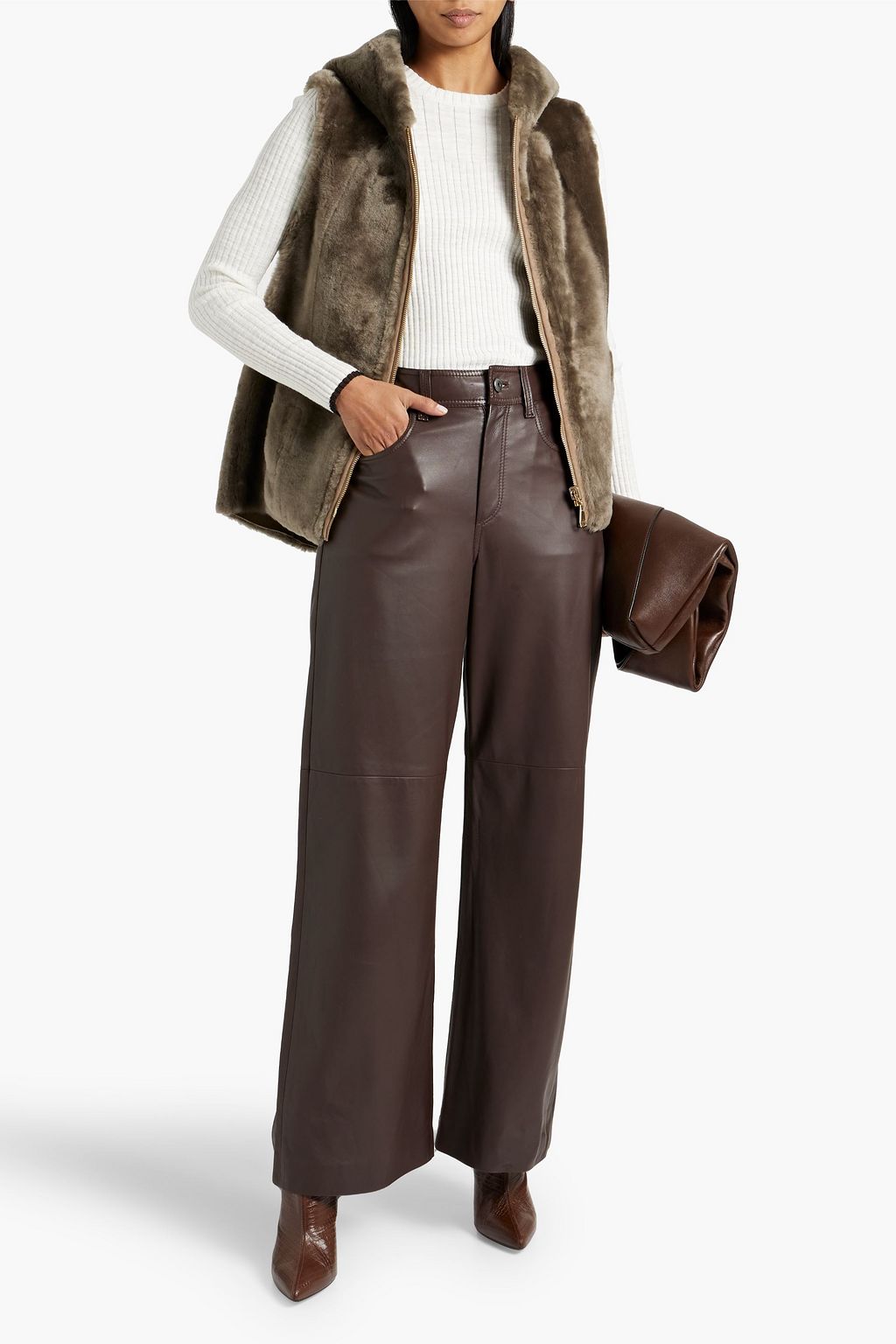 DOM GOOR Reversible shearling hooded vest