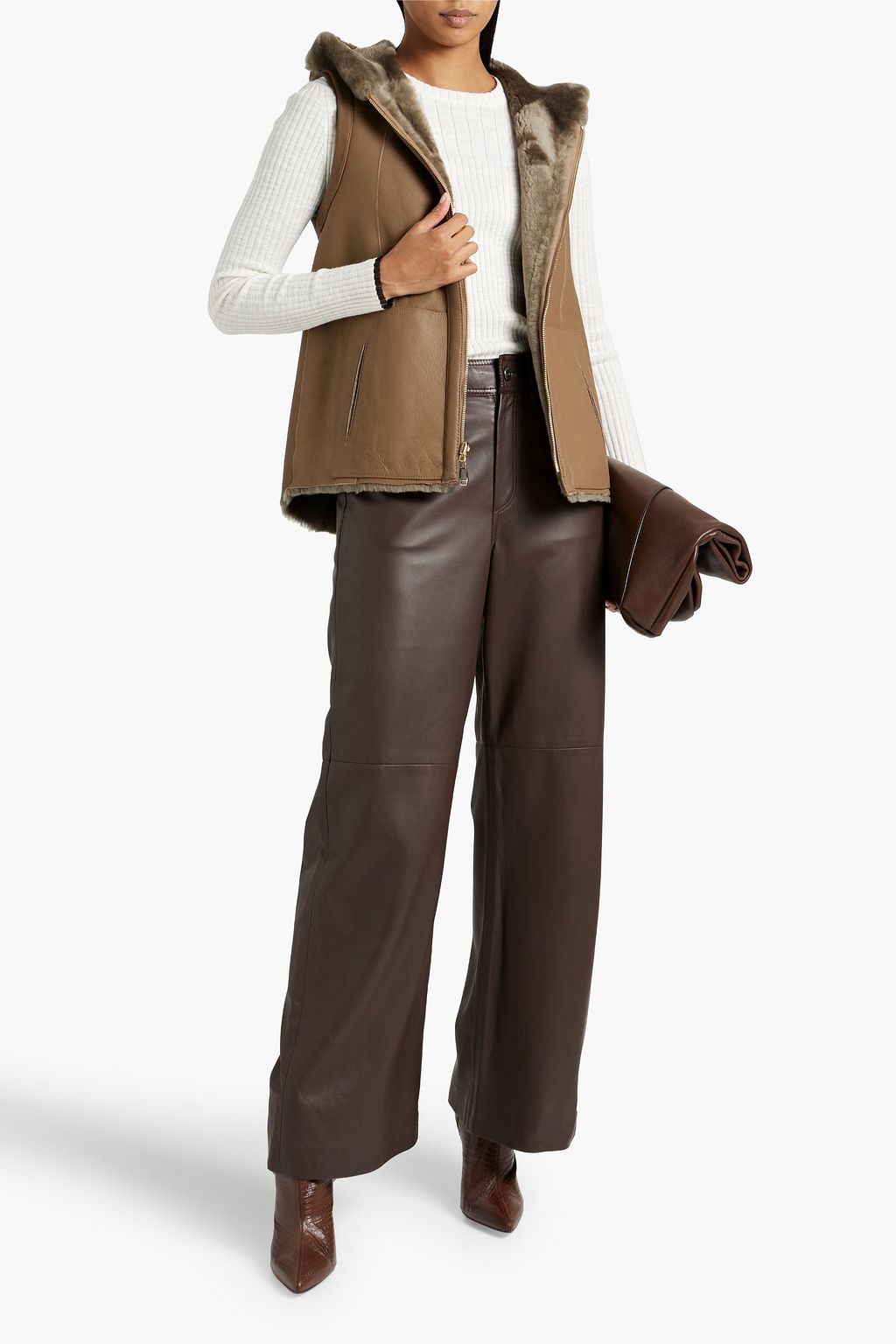 DOM GOOR Reversible shearling hooded vest