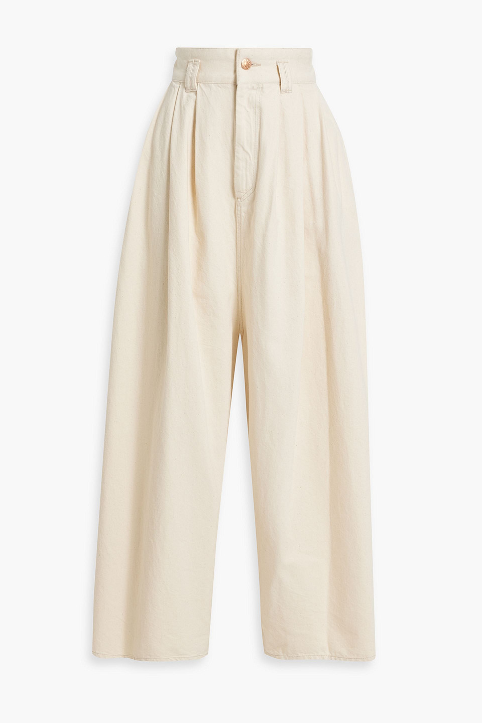 Isabel Marant Naidenae Pleated Cotton-twill Wide-leg Pants In Cream
