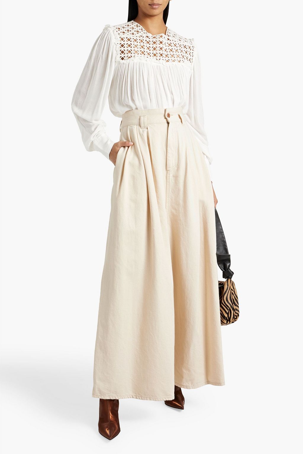 ISABEL MARANT Dakeria crochet-paneled jacquard blouse
