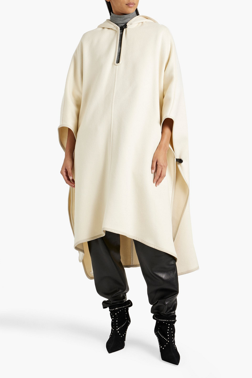 Isabel Marant Eowyn Wool-blend Felt Hooded Poncho In Ecru