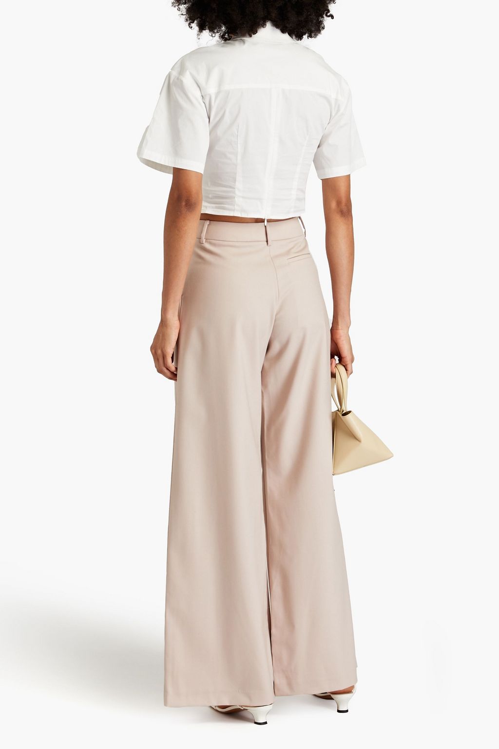 ANNA QUAN Cropped twisted stretch-cotton poplin shirt