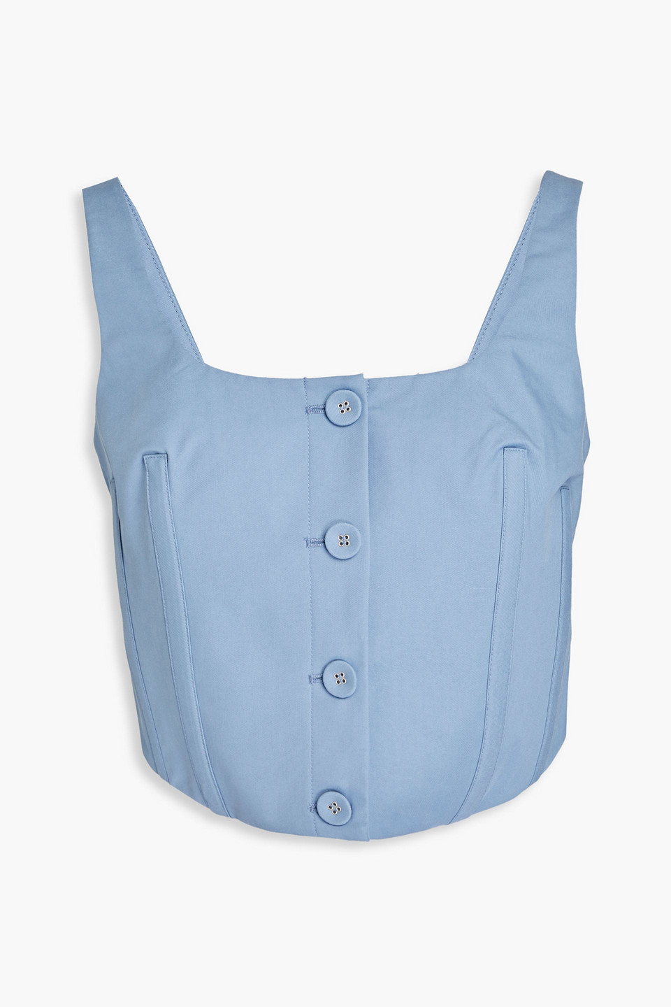 Anna Quan Cropped Cotton-blend Twill Top In Light Blue