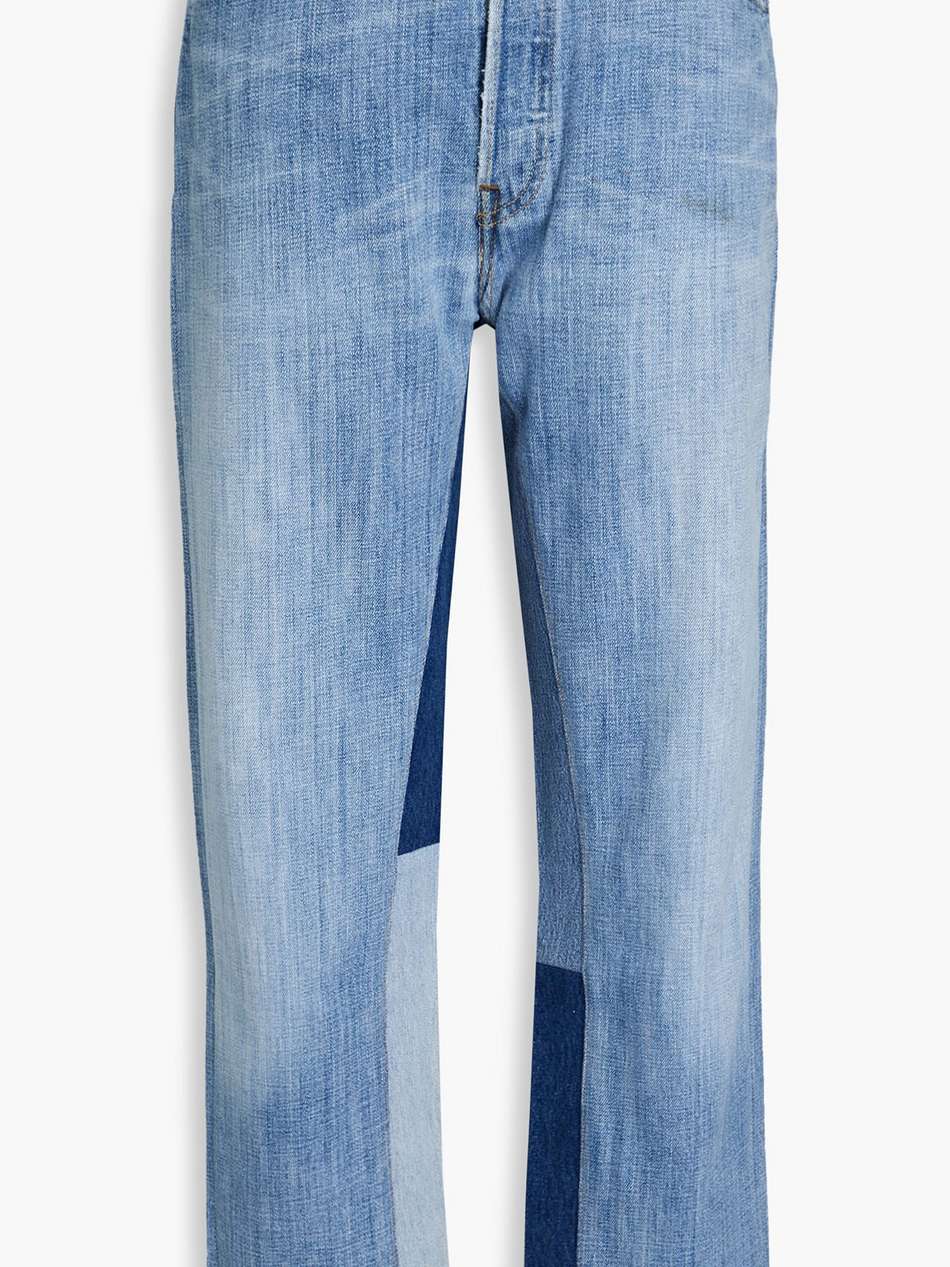 patchwork high-rise straight-leg jeans
