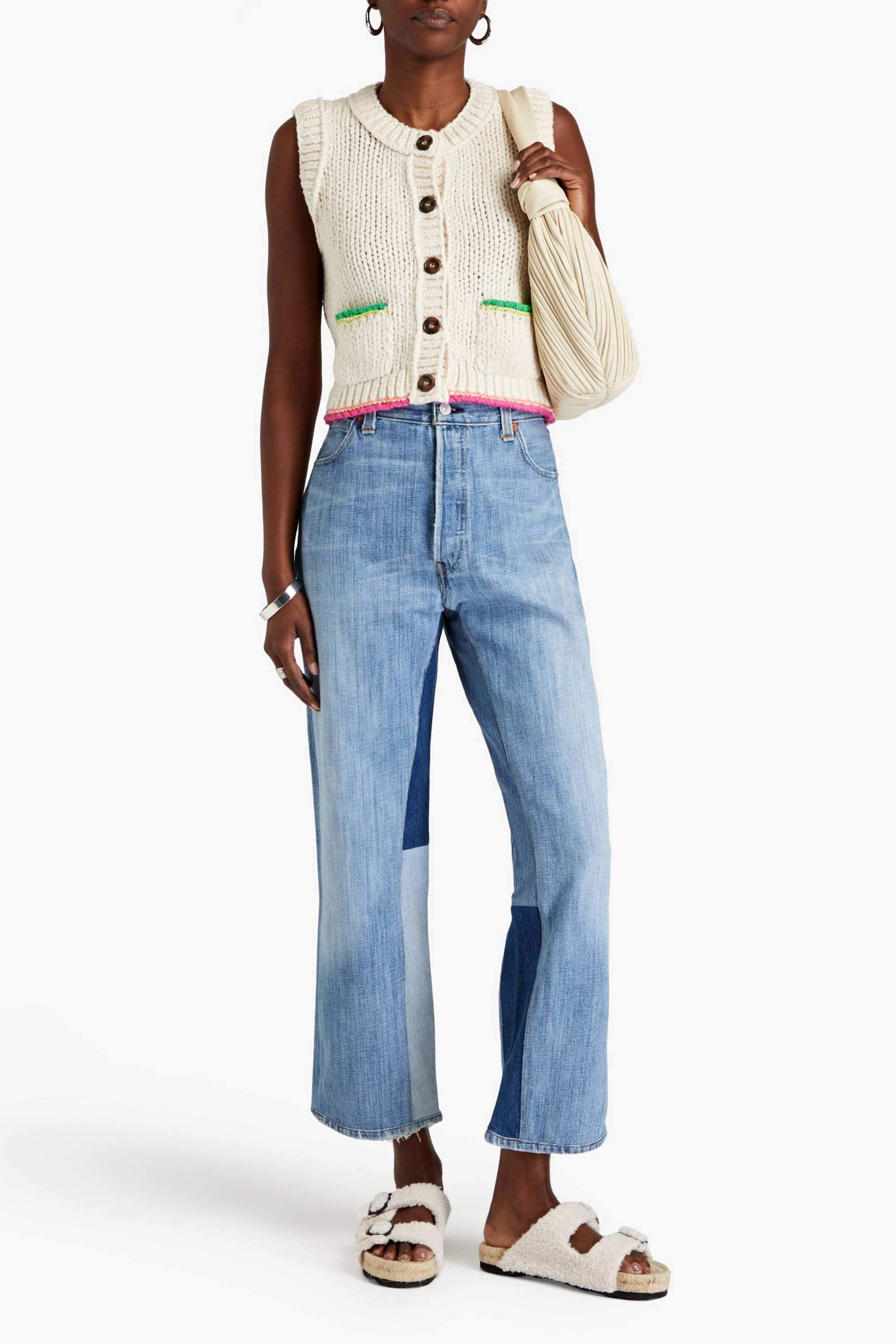 RE/DONE WITH LEVI'S Patchwork high-rise straight-leg jeans