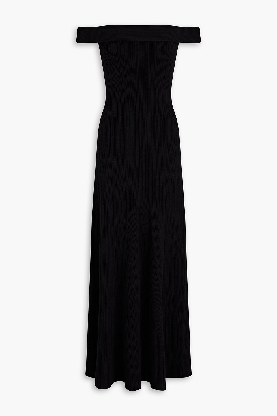 ANNA QUAN - Off-the-shoulder ribbed cotton-blend maxi dress - Black