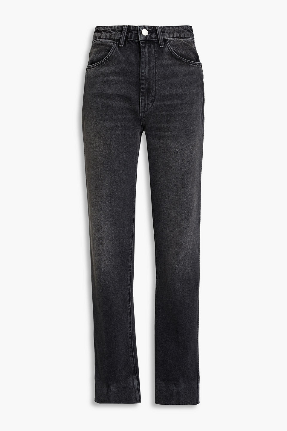 Re/done Faded High-rise Straight-leg Jeans In Black