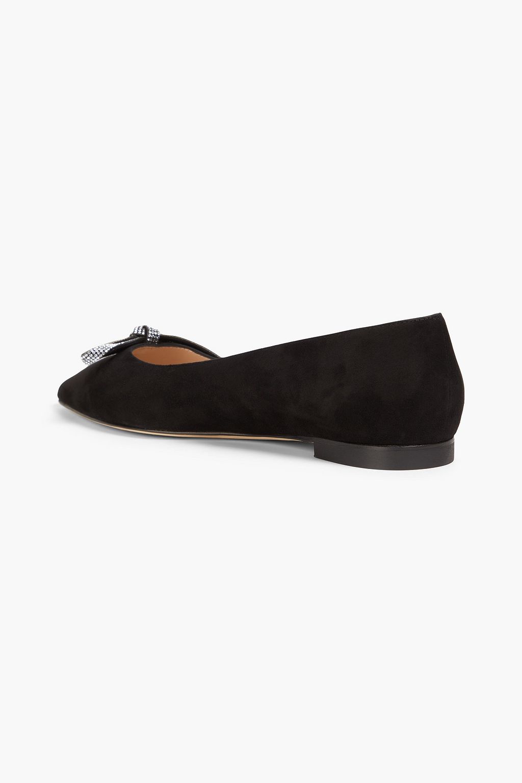 STUART WEITZMAN Bow-embellished suede point-toe flats