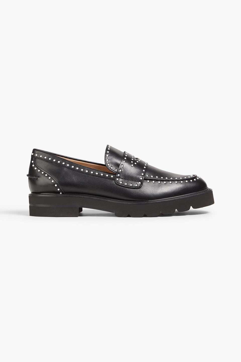 Stuart Weitzman Parker Studded Leather Loafers In Black