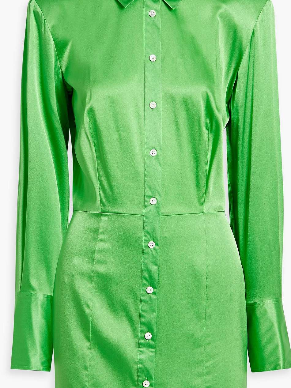 silk-blend satin mini shirt dress