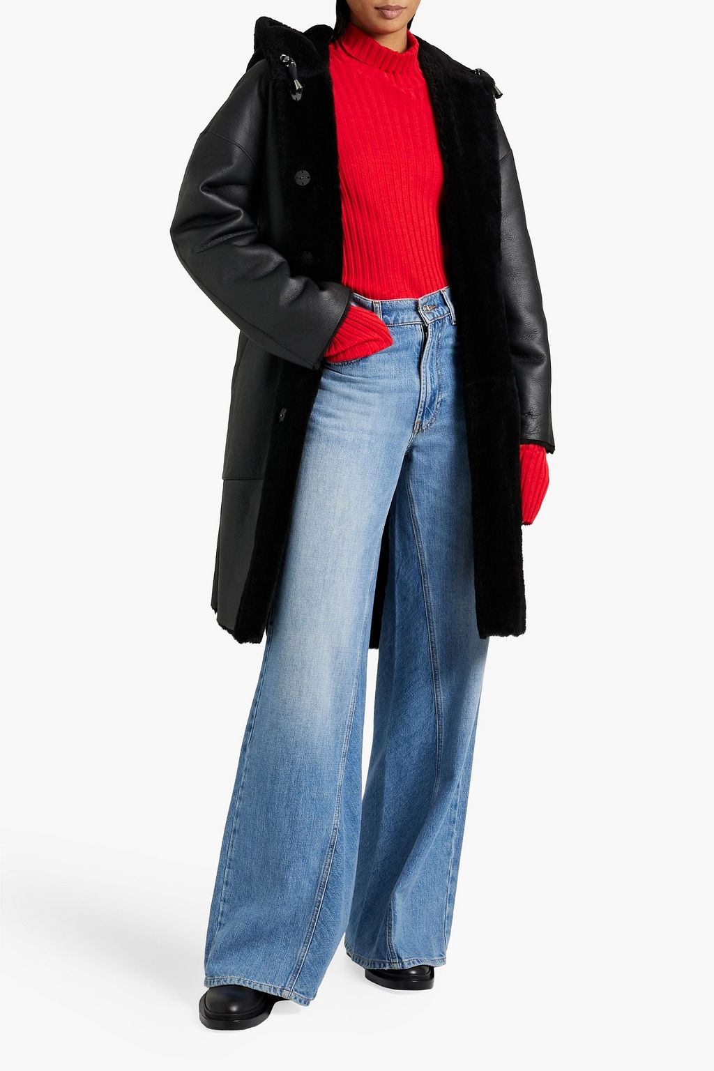 DOM GOOR Reversible shearling hooded coat