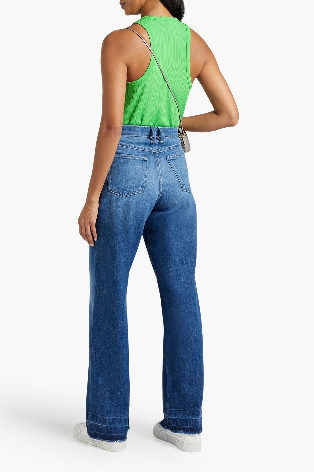 FRAME Le High 'N' Tight faded high-rise wide-leg jeans