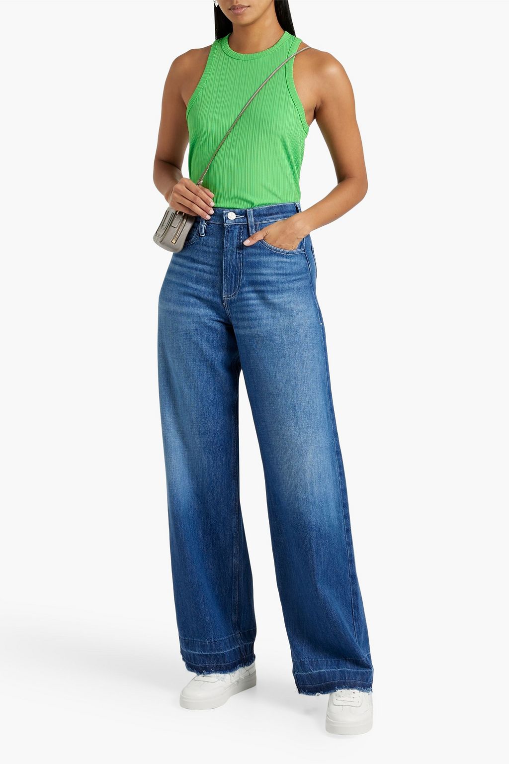 FRAME Le High 'N' Tight faded high-rise wide-leg jeans
