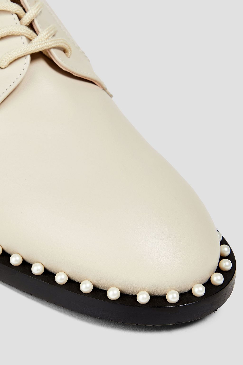 STUART WEITZMAN Faux pearl-embellished leather brogues