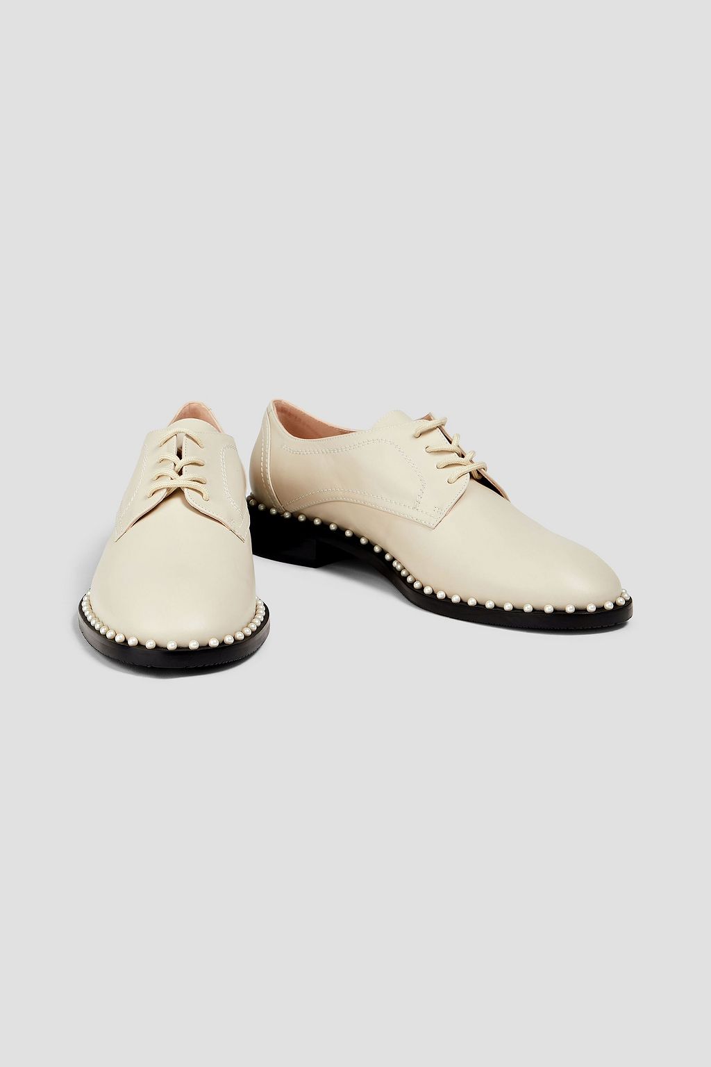 STUART WEITZMAN Faux pearl-embellished leather brogues
