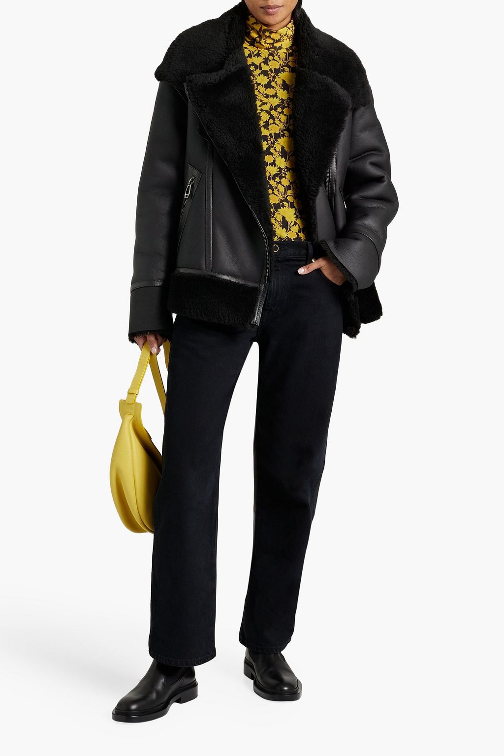 DOM GOOR Snoopy shearling biker jacket
