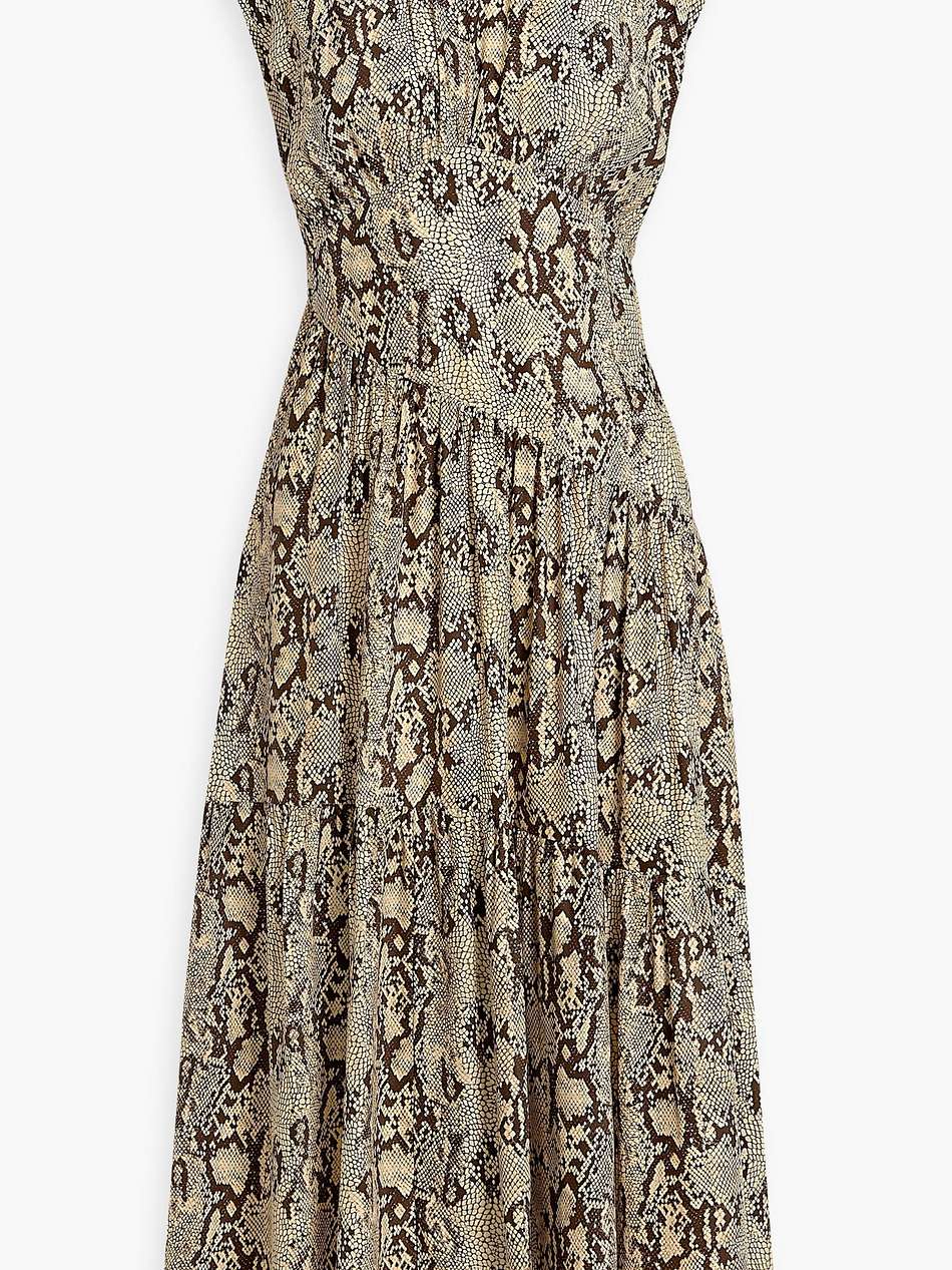 asymmetric snake-print silk-satin midi dress