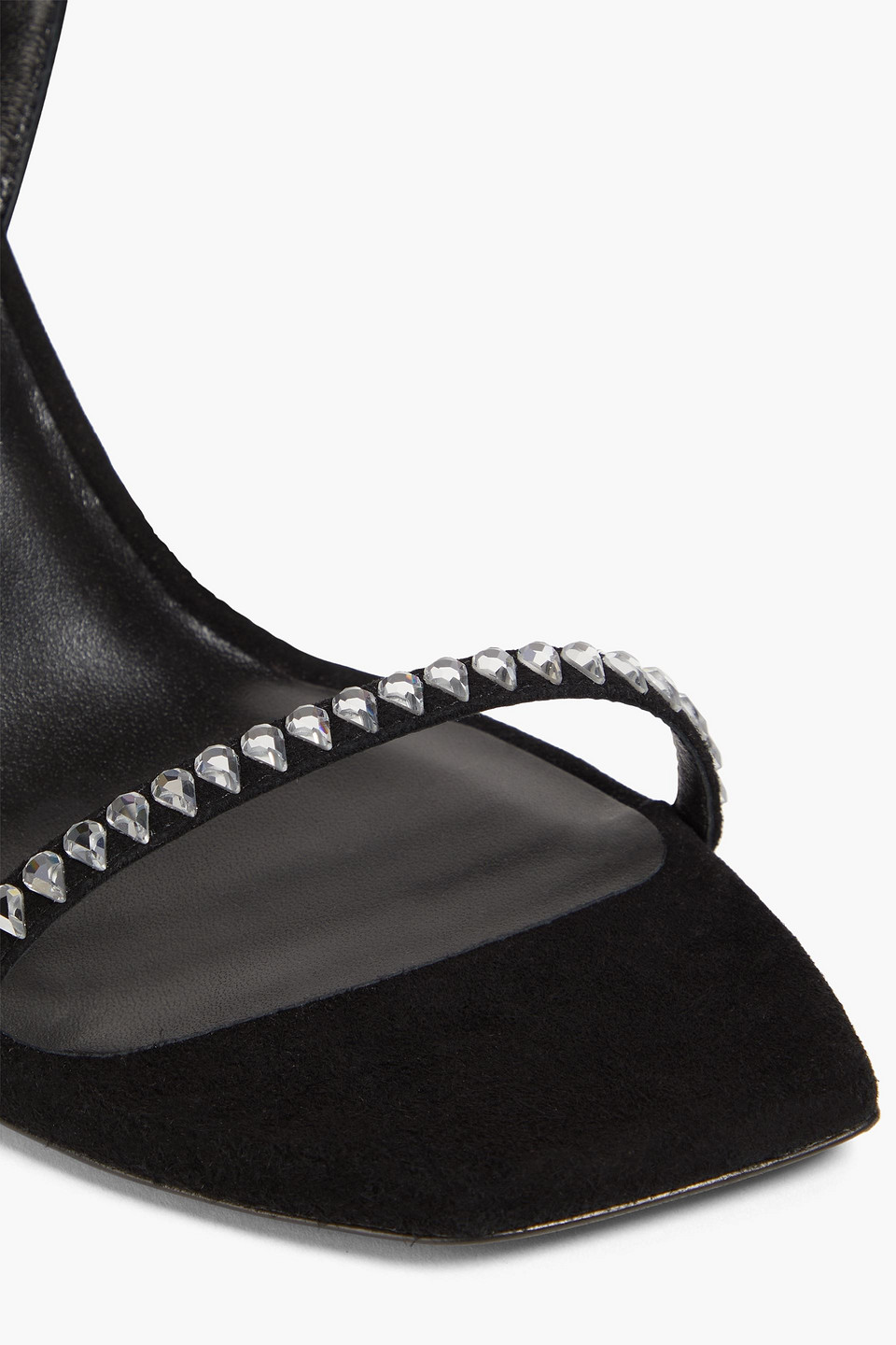 Stuart Weitzman Gem Cut 100 Crystal-embellished Suede Sandals In Black