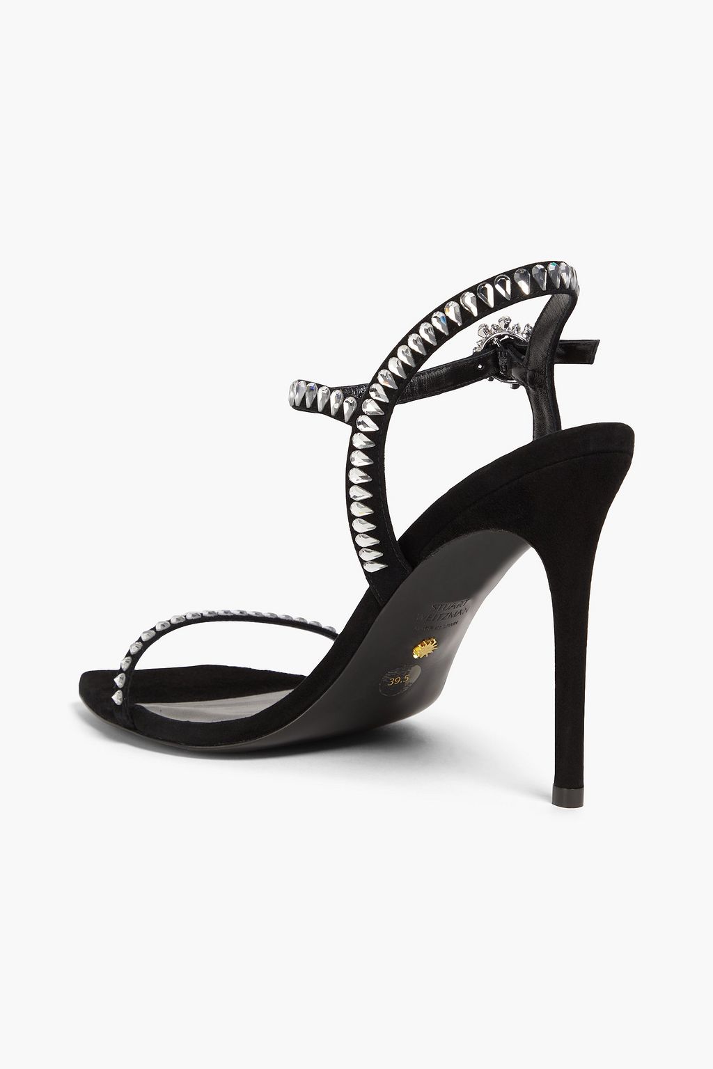 STUART WEITZMAN صندل "جيم كت" مصنوع من جلد السويد بتصميم مزركش وكعب مقاس 100