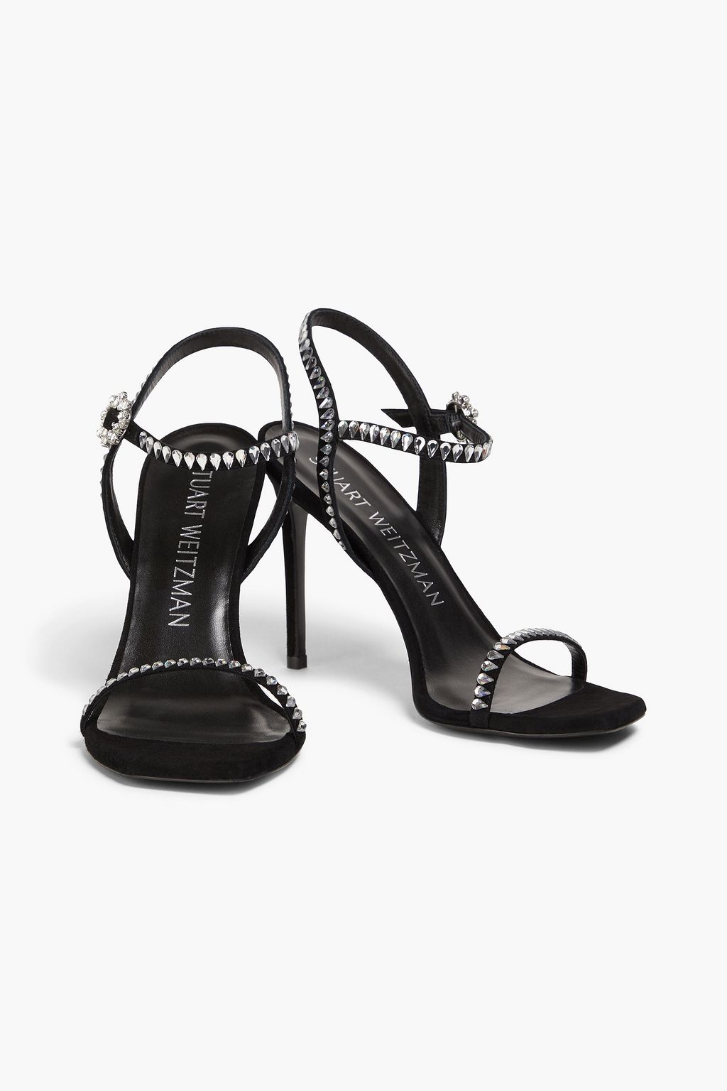 STUART WEITZMAN صندل "جيم كت" مصنوع من جلد السويد بتصميم مزركش وكعب مقاس 100