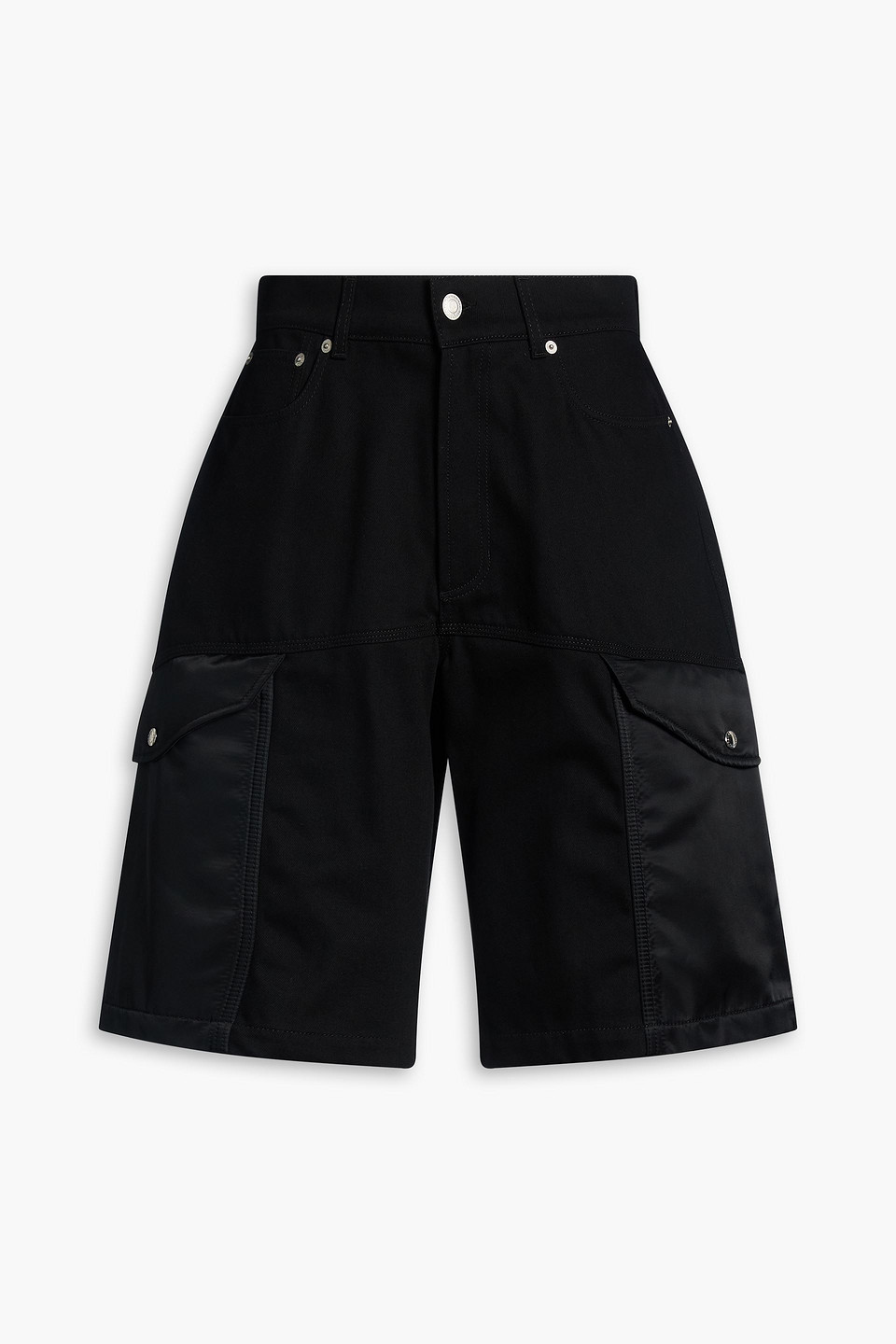 mcqueen - shell-trimmed denim cargo shorts - black - it 46