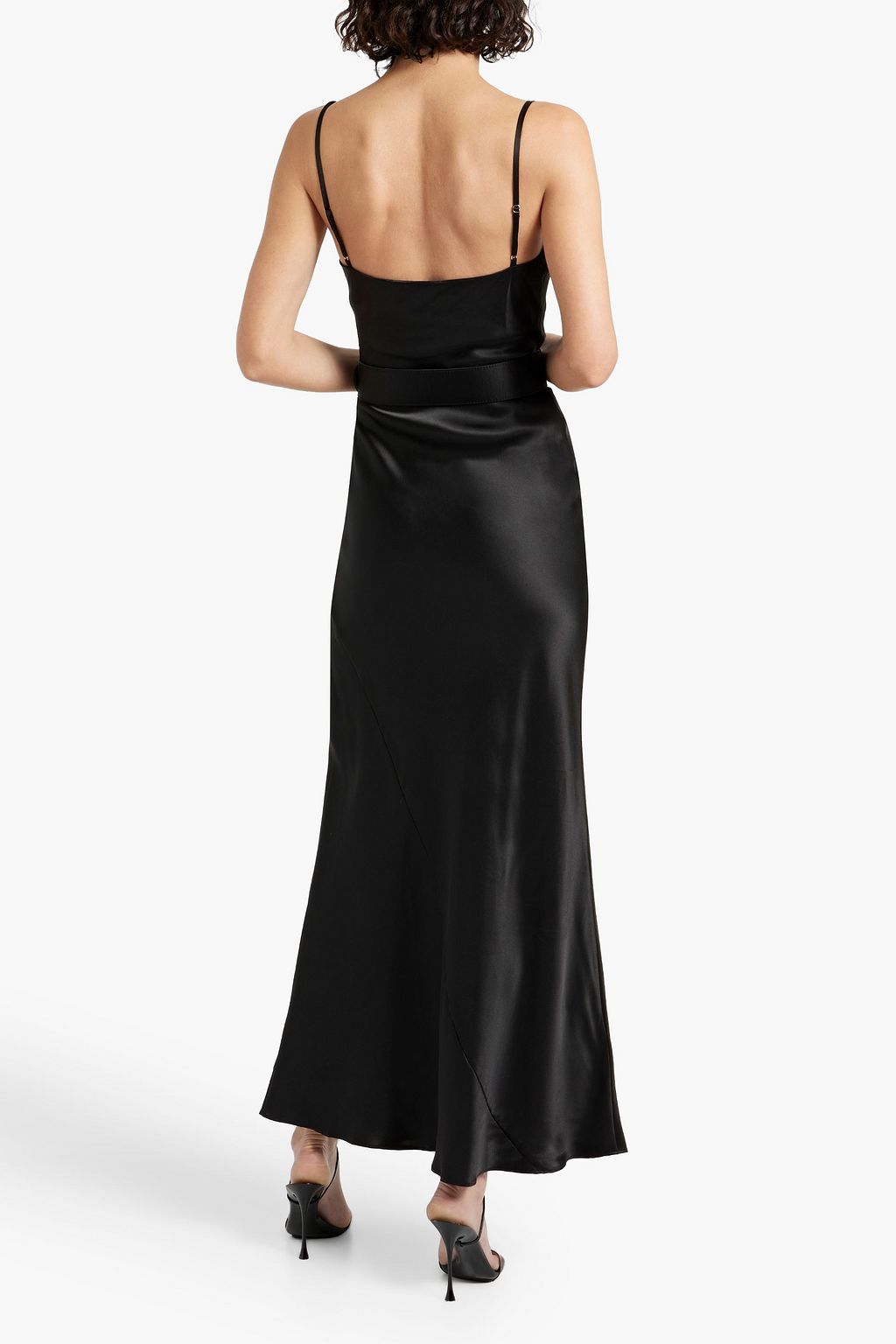 NICHOLAS Belted silk-satin maxi dress