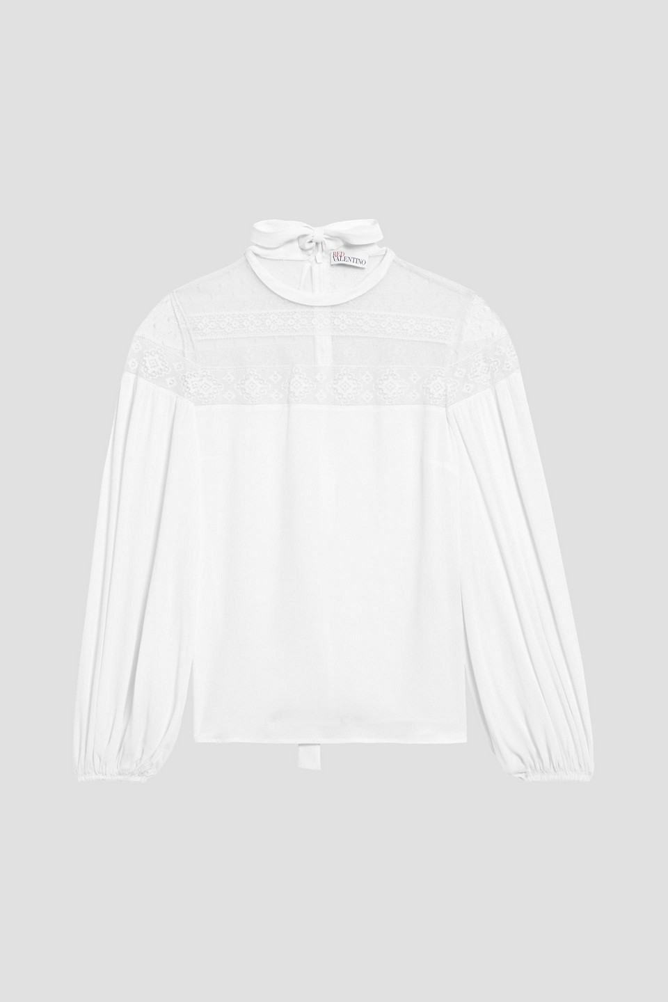 Red Valentino Lace-paneled Crepe Blouse In White