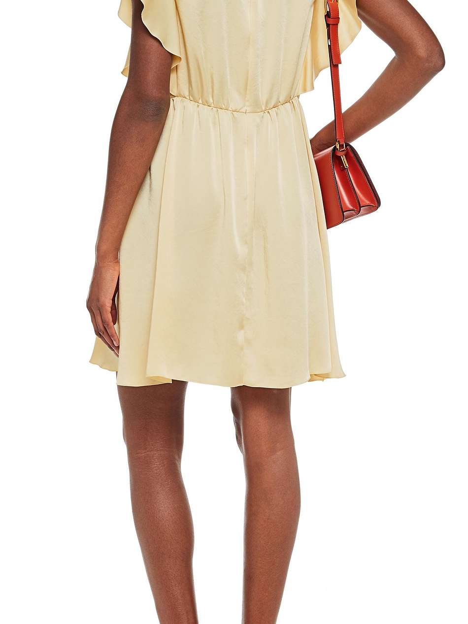 pussy-bow ruffled satin-crepe mini dress