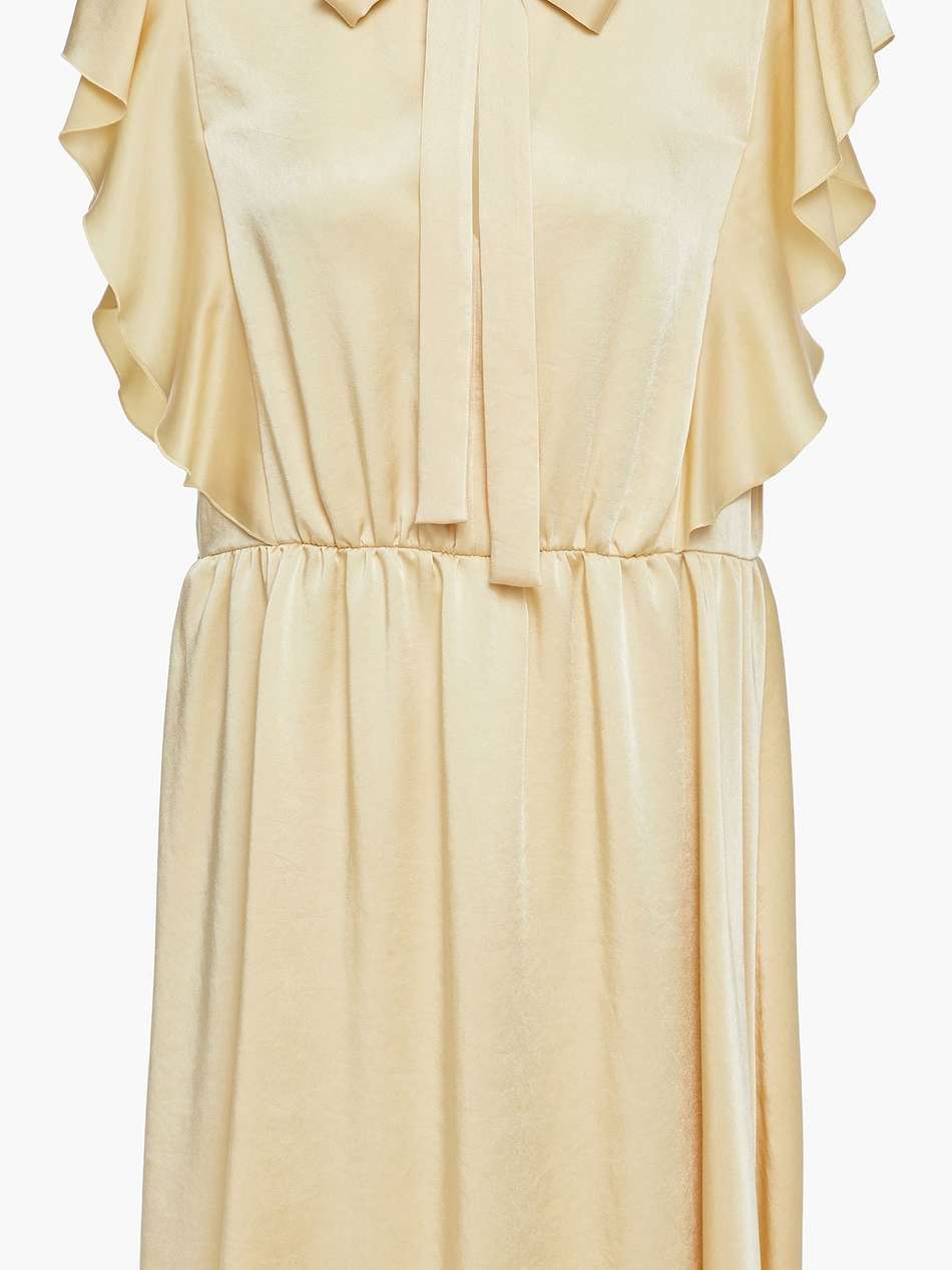pussy-bow ruffled satin-crepe mini dress