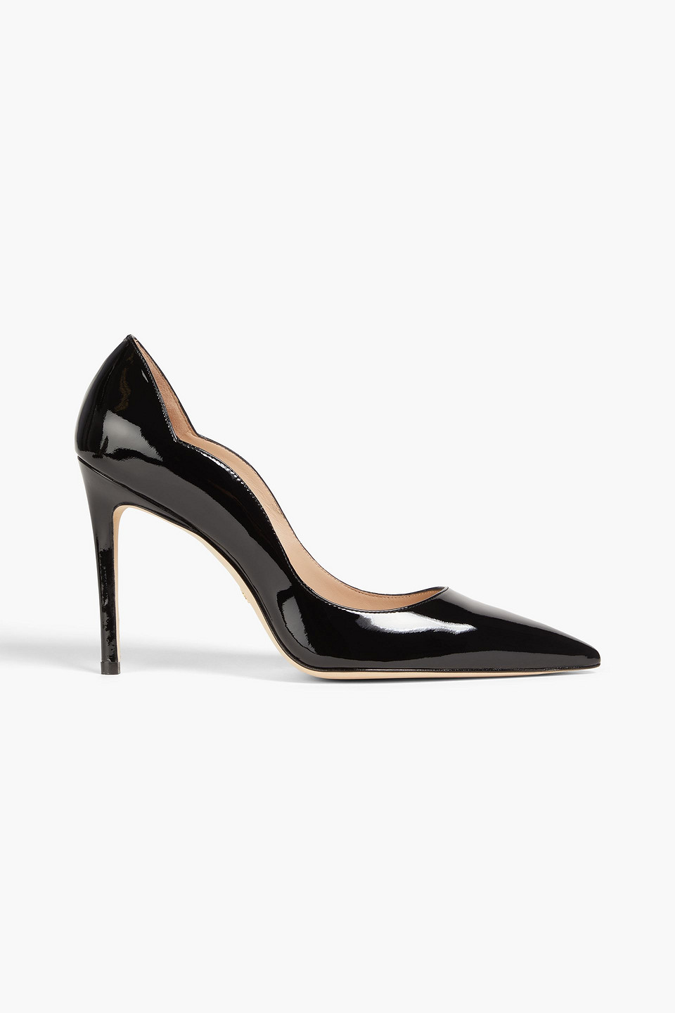 Stuart 100 scalloped patent-leather pumps