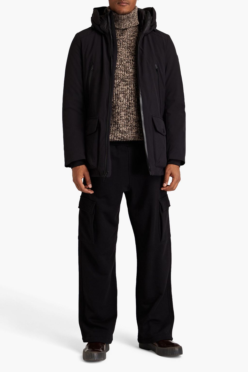 WOOLRICH معطف باركا بقبعة مصنوع من قماش عازل