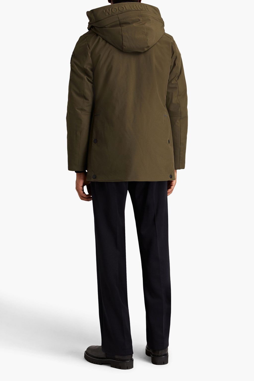 WOOLRICH معطف باركا بقبعة مصنوع من قماش عازل