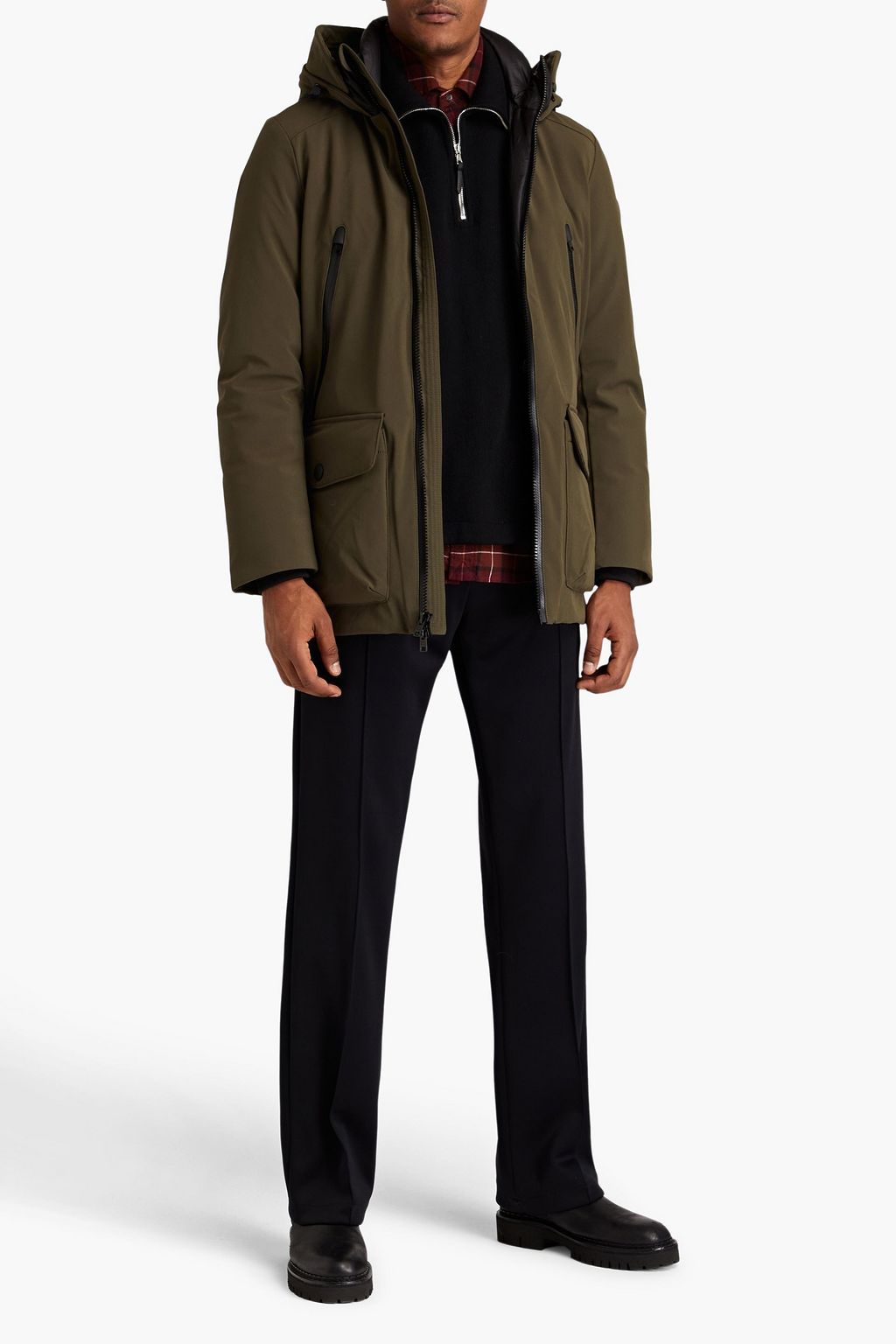 WOOLRICH معطف باركا بقبعة مصنوع من قماش عازل