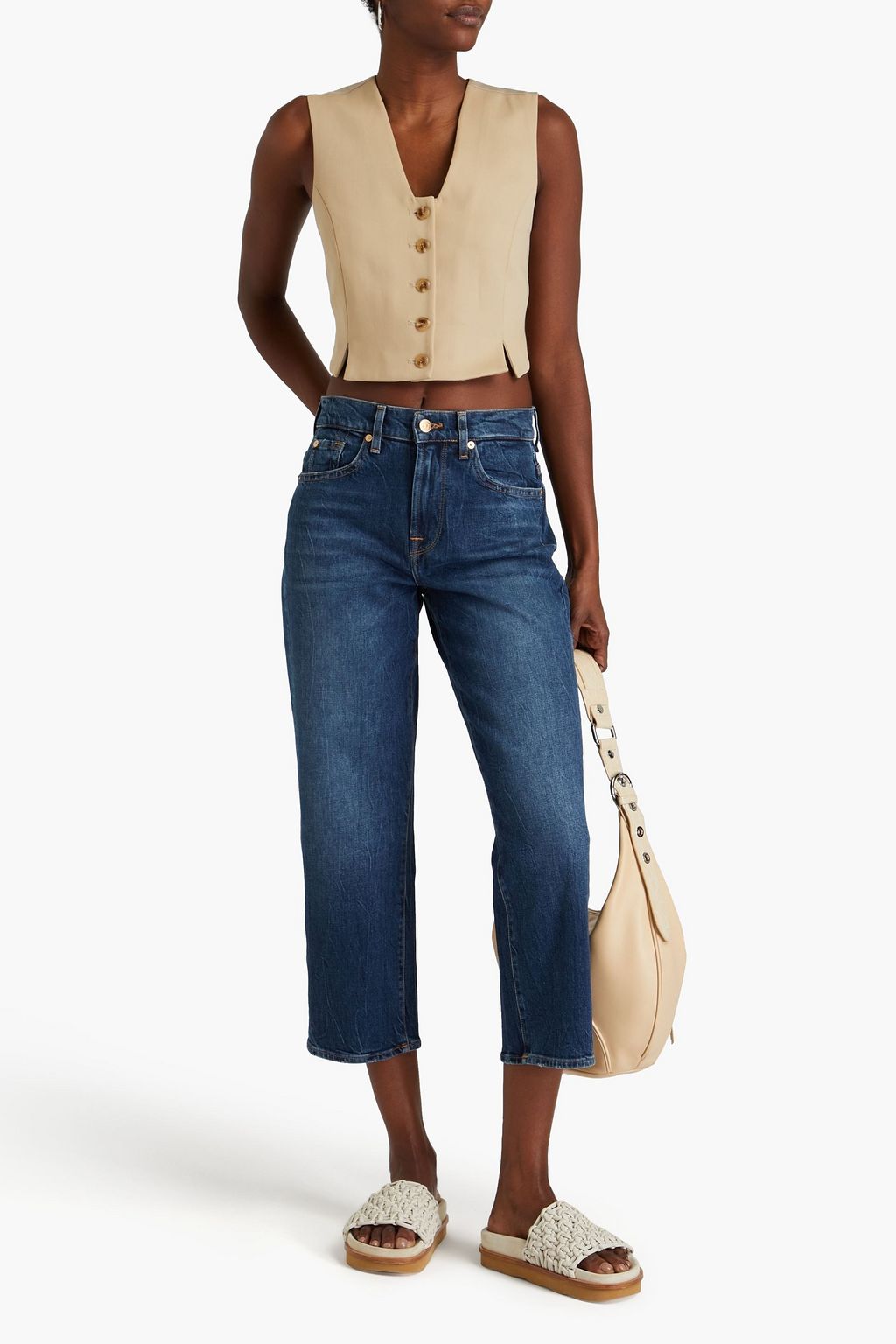 7 FOR ALL MANKIND جينز «موديرن» قصير بأرجل مستقيمة وبخصر عالٍ