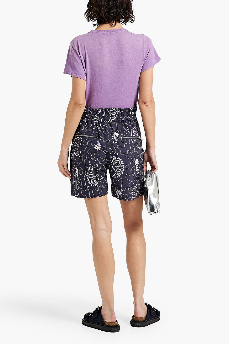 Isabel Marant Étoile Nawel Paisley-print Cotton Shorts In Dark Purple