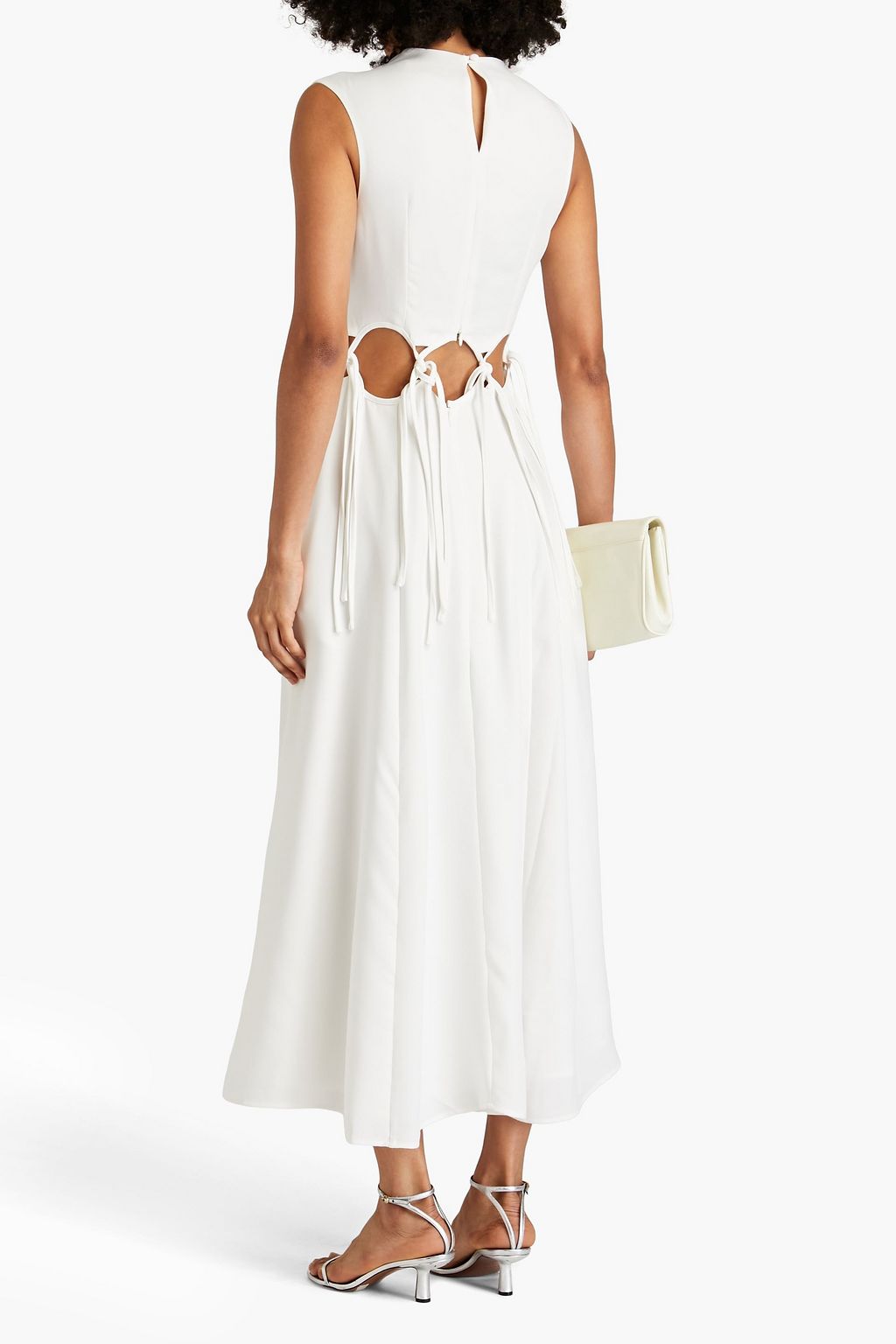 ANNA QUAN Josie cutout knotted crepe de chine maxi dress