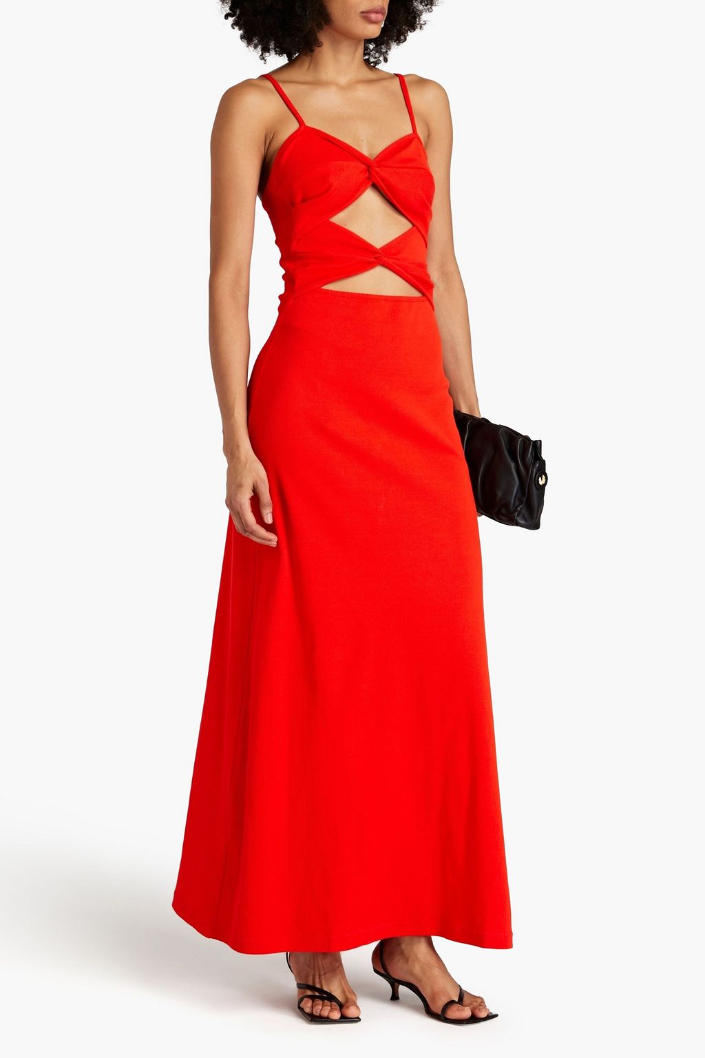ANNA QUAN Maxikleid aus geripptem Stretch-Baumwoll-Jersey mit Cut-outs und Twist-Detail