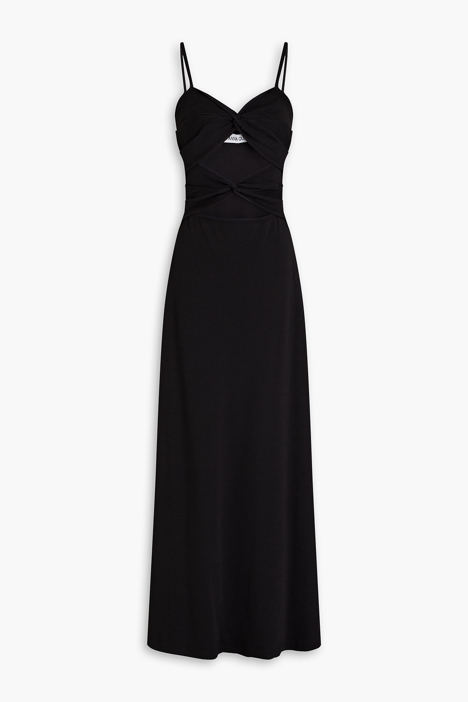 ANNA QUAN - Cutout twisted ribbed stretch-cotton jersey maxi dress - Black - UK 6
