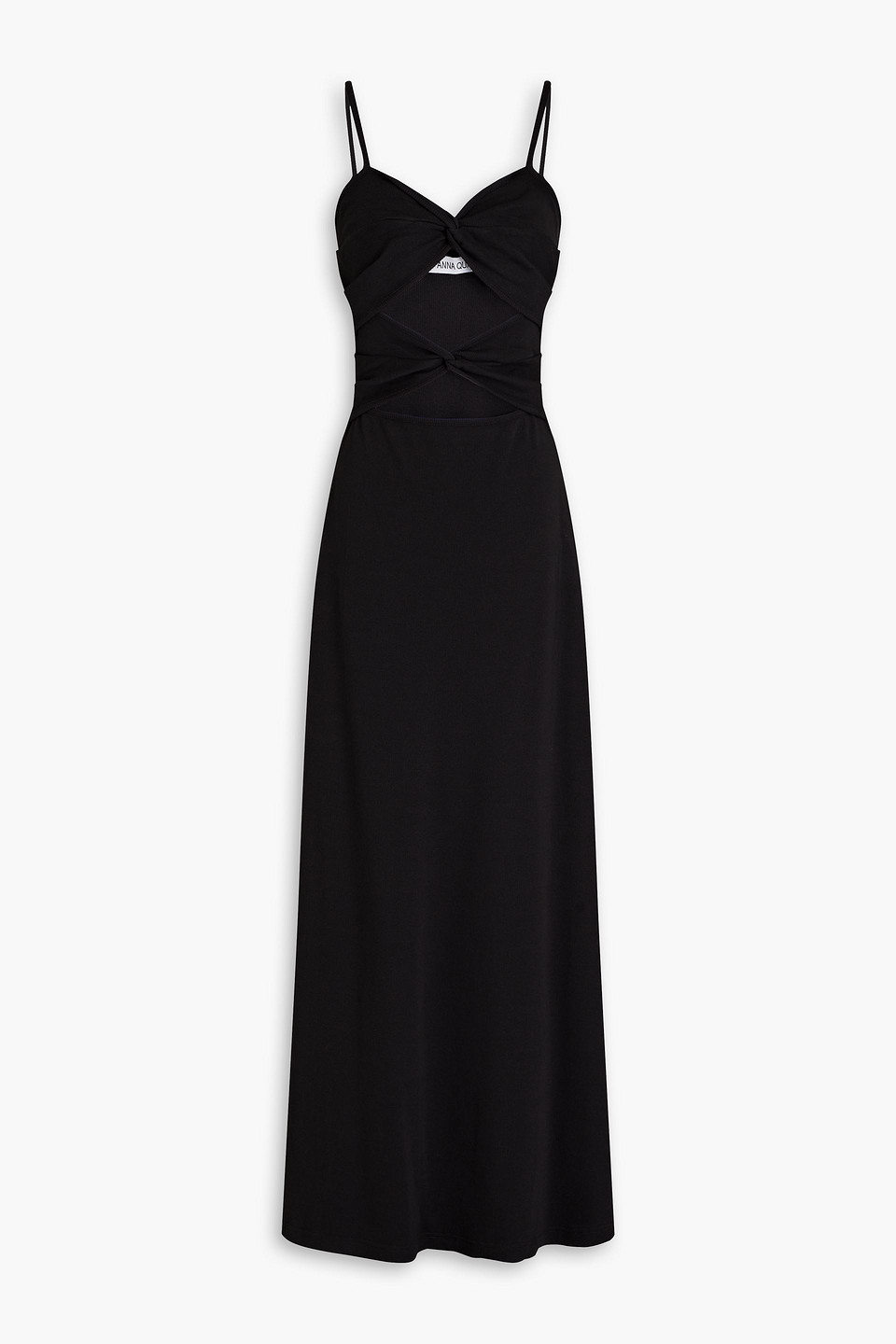 Anna Quan Cutout Twisted Ribbed Stretch-cotton Jersey Maxi Dress In Black