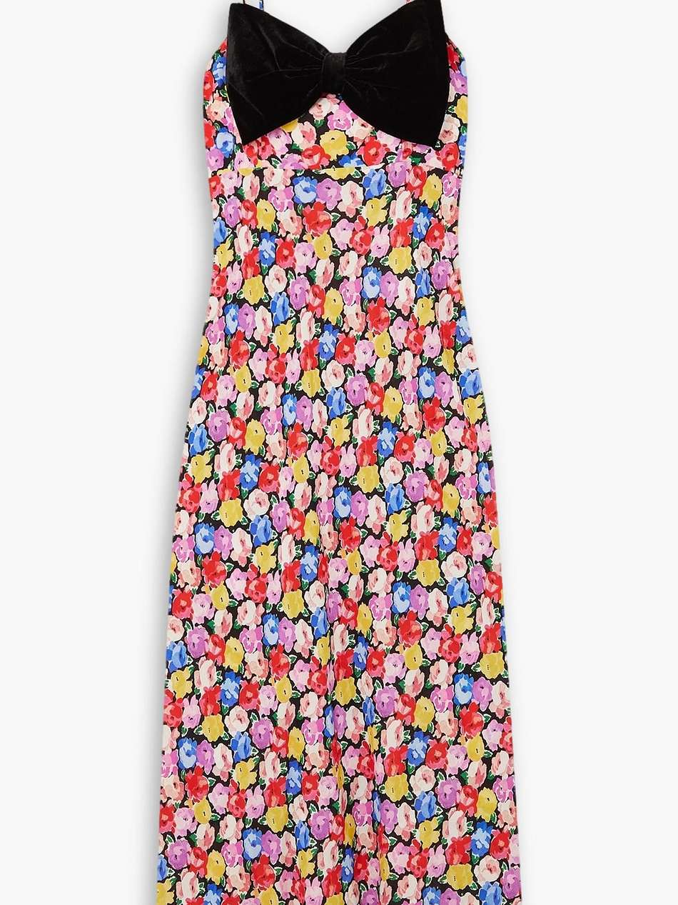 leanna bow-detailed floral-print voile midi dress