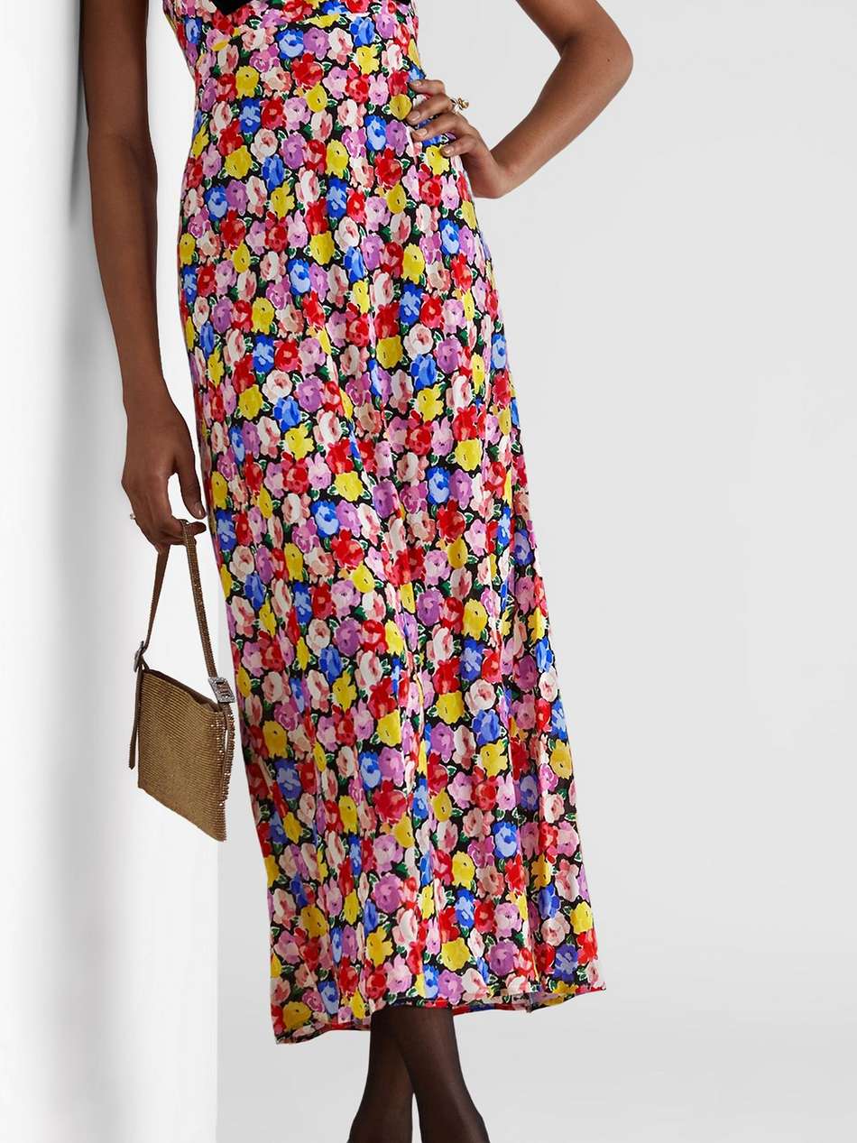 leanna bow-detailed floral-print voile midi dress